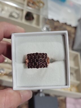 Vermelho Garnet 18kt Rose Gold Over Sterling Silver Ring